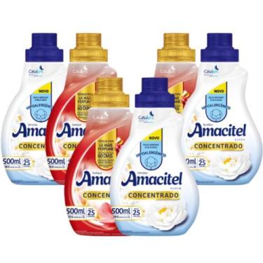 Imagem de Kit 6 Amaciante Roupas Concentrado Amacitel Cheiro Suave 500ml - CasaK