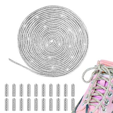 Imagem de AMFUN Cadarços de strass de 5,5 metros com 20 pontas de renda, cordões de cordão brilhantes para tênis faça você mesmo, moletom com capuz e acessórios de roupas, 5 m, 17.5*10*2.3cm