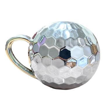 Imagem de Island Dogs Caneca de café de cerâmica com bola de discoteca gigante de 623 g – Caneca de bola espelhada prateada metálica, presente engraçado para amantes de café, acessório de cozinha exclusivo,