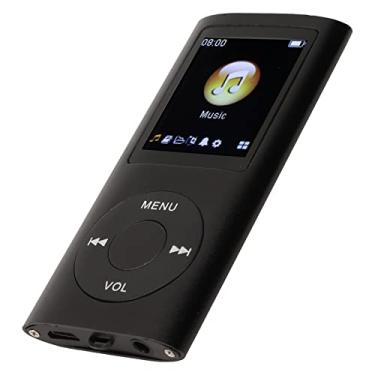 Imagem de Leitor de MP3/MP4, leitor de música portátil com fone de ouvido, tela HD de 1,8 polegadas, suporta cartão de memória de até 64 GB, tempo de reprodução de 8H, revestimento de metal superleve (preto)