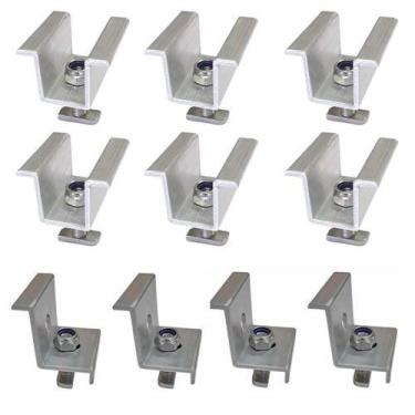 Imagem de Kit 6 Fixador Grampo Intermediário Middle + 4 Fixador Final End Clamp 