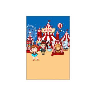 Imagem de Painel De Festa Vertical 1,50 x 2,20 - Circo Clássico Azul e Vermelho 