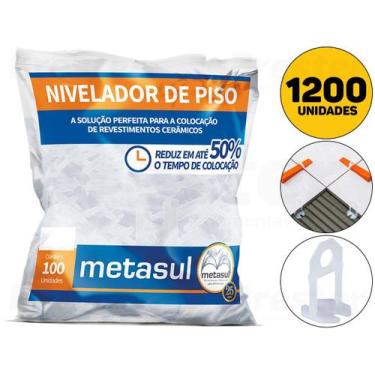 Imagem de Kit 1200 Unidades Nivelador Espaçador De Pisos Metasul Incolor, 1.5mm