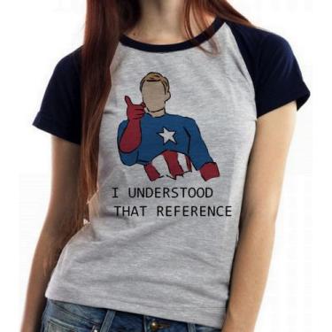 Imagem de Camiseta Baby Look Blusa Feminina Capitão América  entendi a referênci