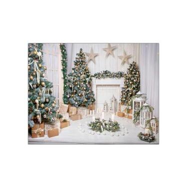 Imagem de Fundo Fotográfico 1,55 X 1,20 - Natal Branco e Verde 074 - Via Cores