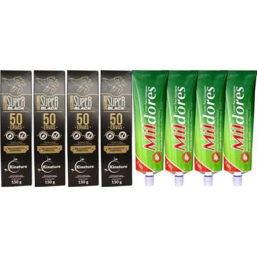 Imagem de Kit 4 Pomada 50 Ervas 150g + 4 Creme Para Massagem Mil Dores - Bio Ins