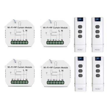Imagem de Kit 4 Controlador + 4controle Cortina Wifi Alexa Google Home - Moes