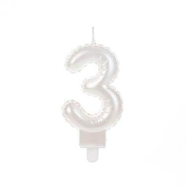 Imagem de Vela Balão Branca Número 3 - Silverfestas - SILVER PLASTIC