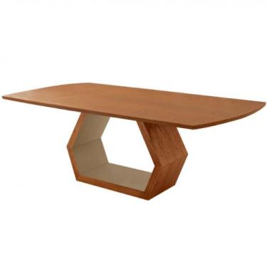 Imagem de Mesa para Sala de Jantar Ane 220cm Madeira Tampo Barril Laminado Moder