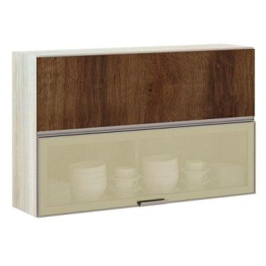 Imagem de Armário Basculante Misto 120cm 1 Porta Vidro Bronze Crema - LUCIANE MÓ