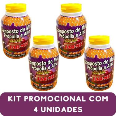 Imagem de Composto Antigripal Farmel Mel, Própolis e Alho 350g - Kit Promocional