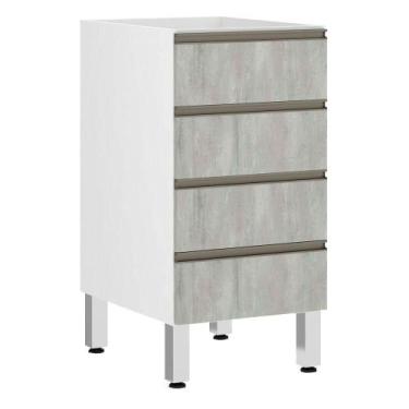 Imagem de Balcão Sem Tampo 40cm Branco Com Concreto - LUCIANE