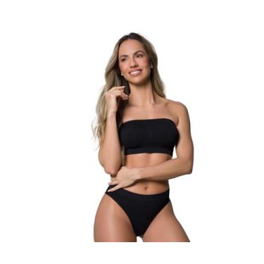 Imagem de Sutiã Top Selene Faixa Sem Costura Sem Bojo Sem Alça, M, Preto