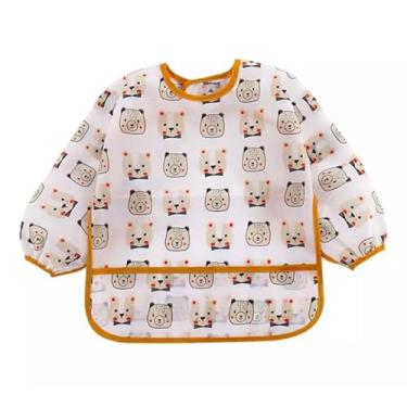 Imagem de Babador Manga Longa Impermeável Cata Migalhas - Urso Mostarda