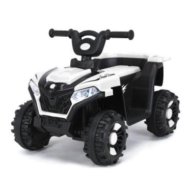 Imagem de Carrinho Quadriciclo 6V Mini Carro Elétrico Infantil Branco Com Luz E 