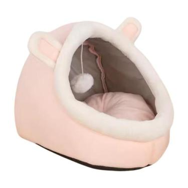 Imagem de Cabana Toca Casinha Caminha de Pelúcia Salmão Gatos Pet - Pet For You