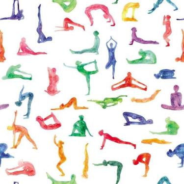 Imagem de Papel de Parede Temático Yoga Várias Posições Coloridos 2,5m - DEKAL D