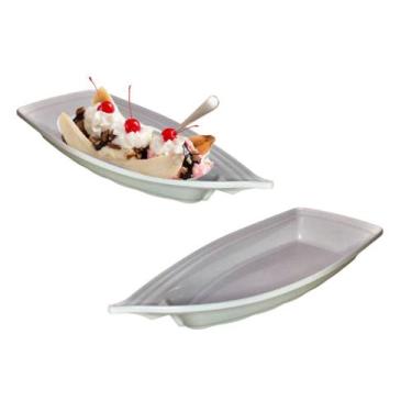 Imagem de Travessa Barca Barquinha Pequena Açai Sushi Sorvete 22cm Branco - Três