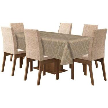 Imagem de Toalha De Mesa De 4 Lugares Tecido Jacquard - Campari, Bege