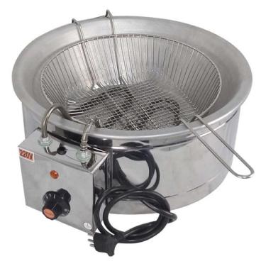 Imagem de Tacho de Fritura Elétrico 7 Litros Bacia Alumínio Record, 110V