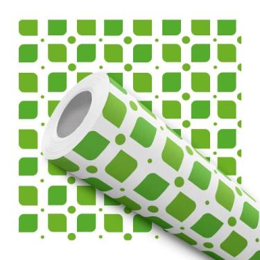 Imagem de Papel De Parede Adesivo Lavável Cozinha Banheiro Pastilhas Verdes 10m 