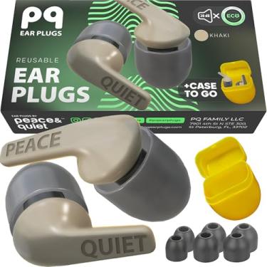 Imagem de Peace&Quiet Tampões de ouvido para dormir – Tampões de ouvido reutilizáveis com cancelamento de ruído – Proteção auditiva de 28 Db – 6 pontas auriculares em P/M/G Inclui capa para fones de ouvido