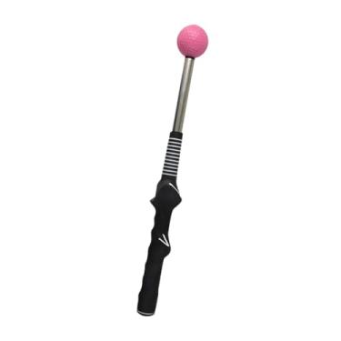 Imagem de UGPLM Treinador de swing de golfe Telescópico Aquecimento Stick Leve Treinador de golfe ao ar livre Auxílio de treinamento Alinhamento Stick para, Preto Rosa