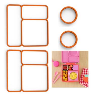 Imagem de Pacote com 2 gaxetas de vedação de tampa e 2 gaxetas de vedação de recipiente para OmieBox, peças de reposição adequadas para crianças Bento Box, borracha de silicone 100% segura para alimentos,