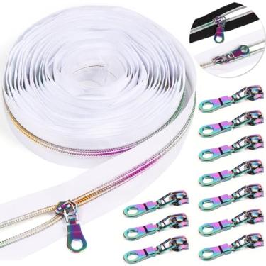 Imagem de PECMER #5 Fita de Zíper Arco-Íris Por Jarda com Puxadores- 6 Jardas com 10 Peças de Zíperes Coloridos para Costurar Comprimentos Variados- Zíperes para Bolsas e Carteiras(Arco-Íris ()