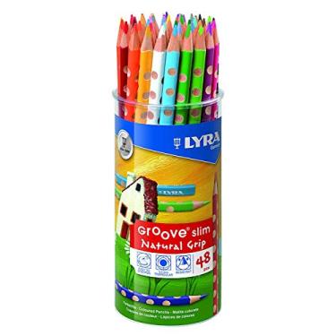 Imagem de LYRA Lápis de colorir Groove Slim de madeira, 48 peças em cores sortidas com apontador, ideal para crianças e escolas