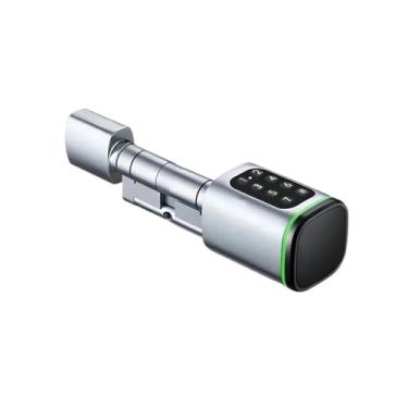 Imagem de Fechadura de porta inteligente digital sem chave, substituição de senha do aplicativo Alexa RFID, fechadura de cilindro euro(Black and Hub,A 60 B 40)