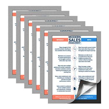 Imagem de Moldura magnética com autoadesivo na parte de trás para parede – Tamanho A4 Letra/papel/arquivo/documento/suporte de pôster, 20,3 x 29,2 cm, Magnetic Back, Silver - 6 Pcs