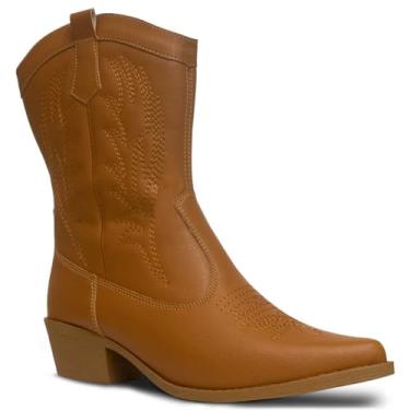 Imagem de Bota Texana Feminina Menina Nº 28 ao 37 Saltinho Infantil Moda Country Confortável 09.24J (Caramelo, BR, Criança de 9 a 12 anos, Numérico, 35)