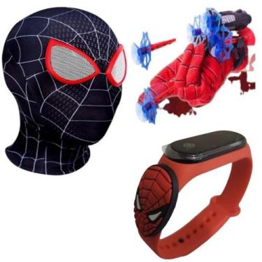 Imagem de Máscara,luva lança-dardos e relógio infantil Homem-Aranha_CV - SMACTUD