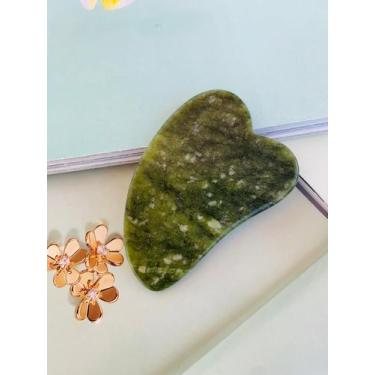 Imagem de Guasha Placa Gua Sha Massagem Facial Anti ruga pedra Jade - Dondocas.B