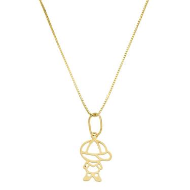 Imagem de Corrente De Ouro 18k Colar Feminino Veneziana 40cm Pingente Menino