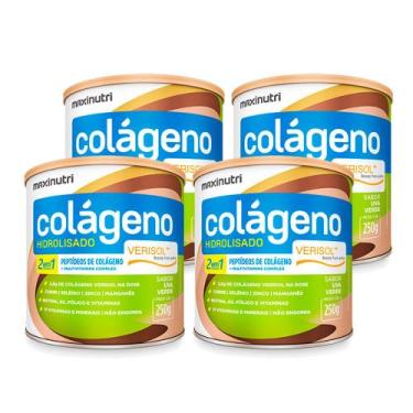 Imagem de Kit 04 Colágenos Verisol Maxinutri Lata 250g Sabor Uva Verde