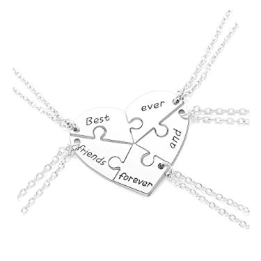Imagem de PESOENTH Colar BFF Best Friend para 2, 3, 4 e 5, joia da amizade para mulheres, presente com pingente de coração combinando para melhores amigos para sempre, aniversário para amizade, BBF, 27*14mm