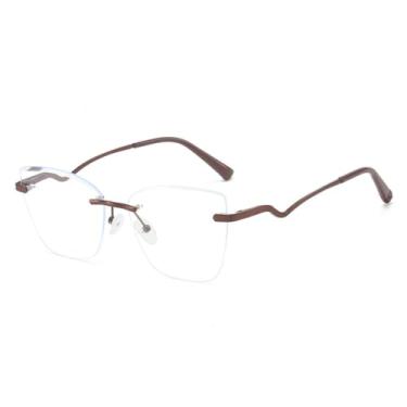 Imagem de Óculos sem armação para homens e mulheres, óculos sem armação para negócios com receita ajustável, chá