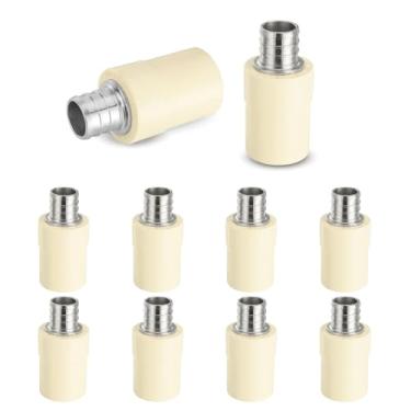 Imagem de 10-PACK HeSun Acoplamento de transição CPVC de 3/10.2 cm, PEX 3/10.2 cm x 3/10.2 cm CPVC Latão Crimp Pex Fittings, ASTM F1807