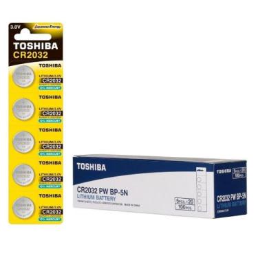 Imagem de 1 Cartela Pilha Bateria CR2032 3V Toshiba Lítio 5 Unid.