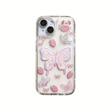 Imagem de Compatível com capa de iPhone, linda estampa de morango, estampa feminina, estampa de desenho kawaii, fruta kawaii, para meninas e adolescentes, capa de TPU transparente e macia com design estético