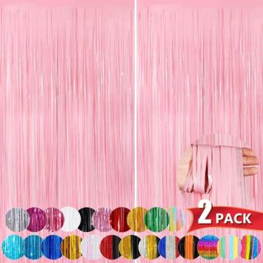 Imagem de Cortinas de Alumínio com Franjas NUWDHP - Rosa Pastel Metálico - 1,0 x