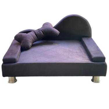 Imagem de Puff Pet Cama Estofada com Almofada Para Cachorro Amora E01 Suede Pret