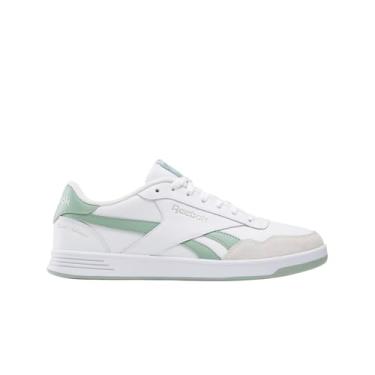 Imagem de Reebok Tênis feminino clássico Legacy, Calçado branco/verde híbrido/cinza, 12.5 Women/11 Men