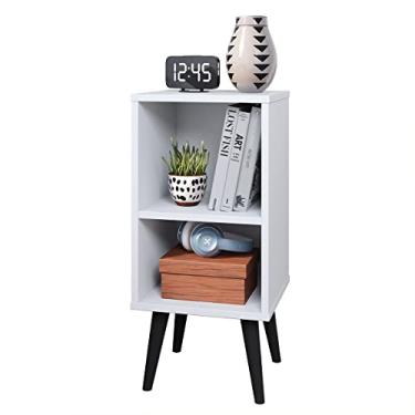Imagem de Kit 2 Mesa de Cabeceira Charme Quarto Mesinha Apoio Lateral Cama Box Casal Estilo Decoração Retrô 1 Prateleira - Branco