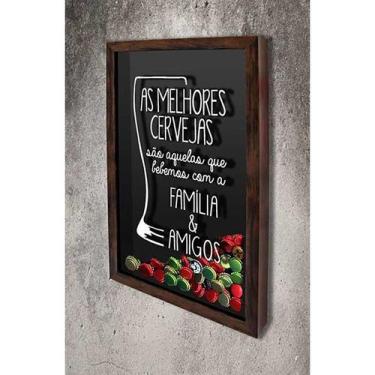 Imagem de Quadro Porta Tampinhas As Melhores Cervejas 2 - Quadro Novo, Marrom, 3