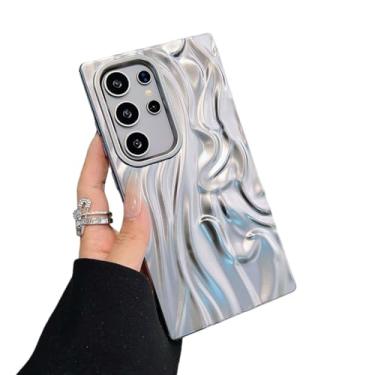 Imagem de Caseative Capa para Samsung Galaxy S23, ondulação de água plissada, padrão ondulado, ondulado, macio, compatível com capa Samsung (prata, Samsung Galaxy S23)