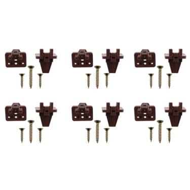 Imagem de MDXing 6 conjuntos de gaveta de liberação rápida estilo americano, capa de borracha, caixa de trilho de plástico marrom, kit de guia de trilho para gaveta de cabeceira de cômoda e gavetas montadas no