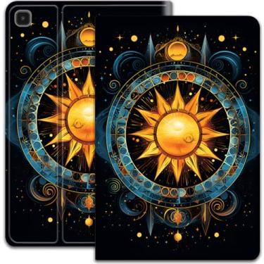 Imagem de Capa para Samsung Galaxy Tab S6 Lite de 10,4 polegadas, modelo 2022/2020, capa elegante e inteligente, suporte ajustável com função automática de hibernar e despertar - astrologia sol lua zodíaco